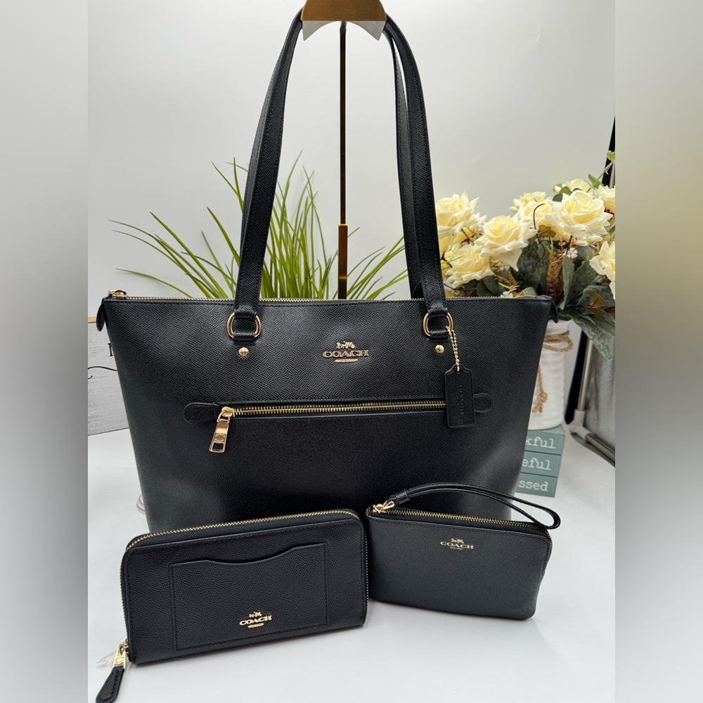 Coach Gallery Tote, Accordion Wallet & Wristlet all NWT 3-Piece Set